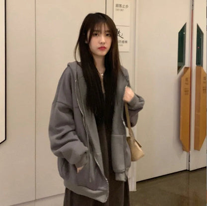 Cozy fleece-lined cardigan jacket in various colors and sizes, featuring lace and chain detailing for a stylish look