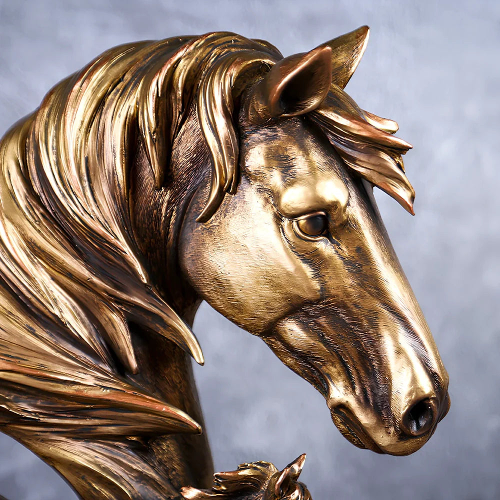 Bronze horse sculpture statue with European animal modelling in resin construction