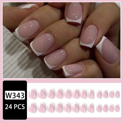 24 plaid-patterned false nail tips on white background showing check design