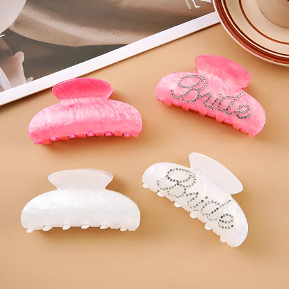 Sweet style acrylic diamond shower curtain clip barrette in pink or white.