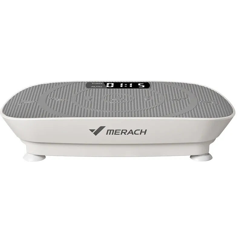 Grey and pink smart vibration power plate with Bluetooth, dimensions 58cm by 38cm.