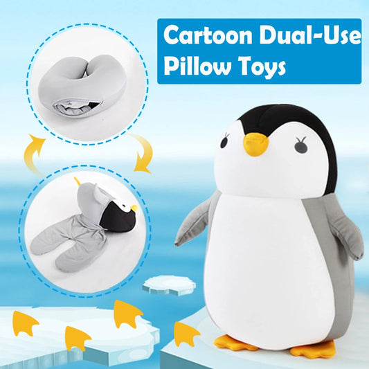 Cozy penguin-shaped neck pillow with U-shaped design for comfortable neck support and relaxation