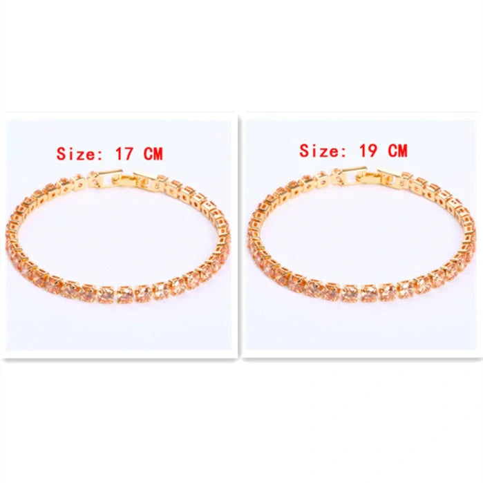 Cubic Zirconia Tennis Bracelet with AAA+ crystals on a copper box chain