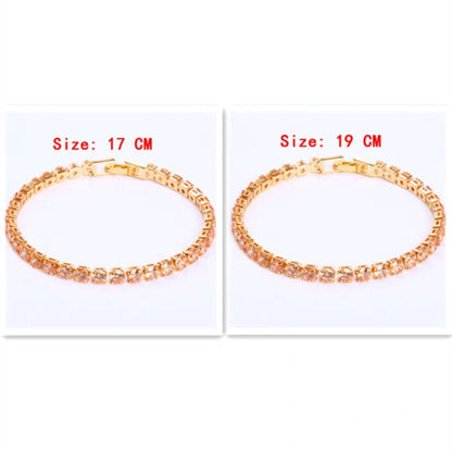 Cubic Zirconia Tennis Bracelet with AAA+ crystals on a copper box chain