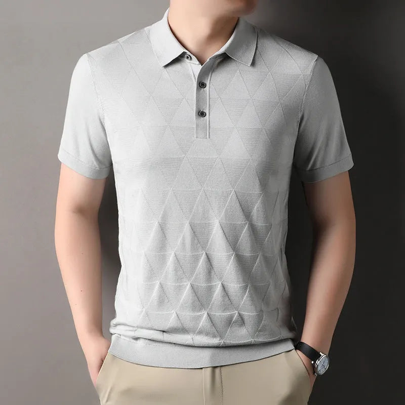 Men's thin ice silk short sleeve t-shirt in quick-drying knitted fabric showing colour options