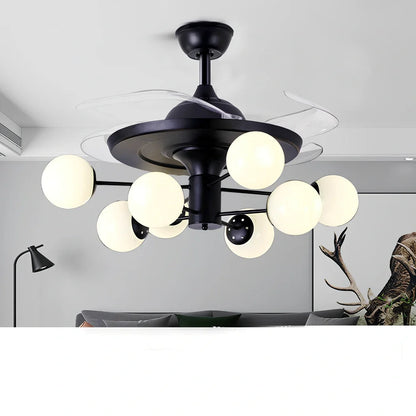 Nordic ceiling fan with 106cm blades and integrated LED light in black finish with remote control