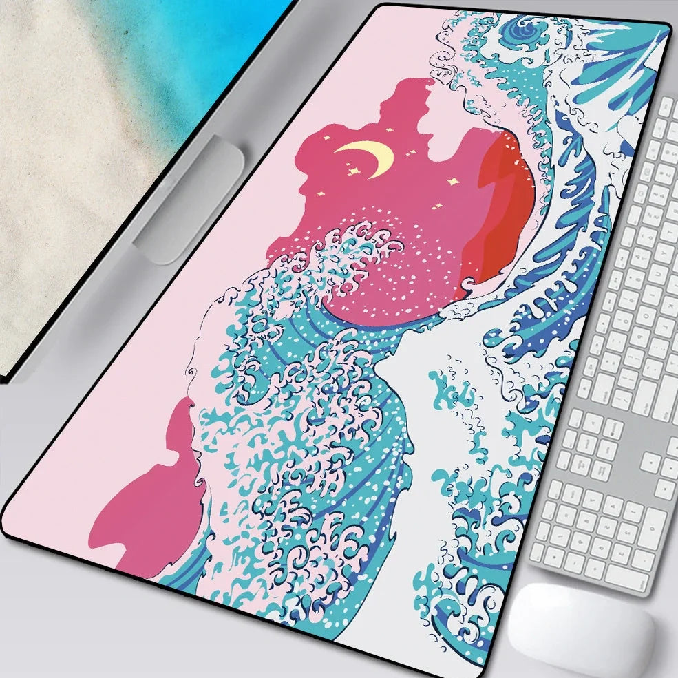 Natural rubber computer mouse pad with cloth surface and overlock edges in multiple size options