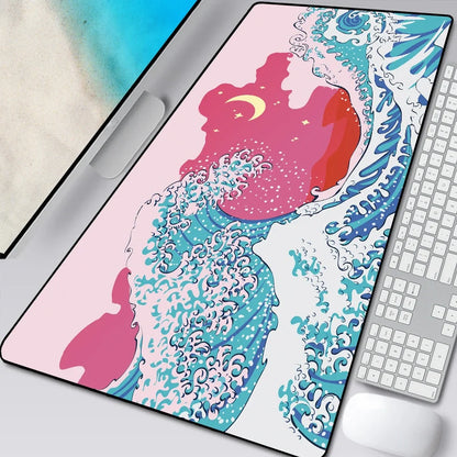 Natural rubber computer mouse pad with cloth surface and overlock edges in multiple size options