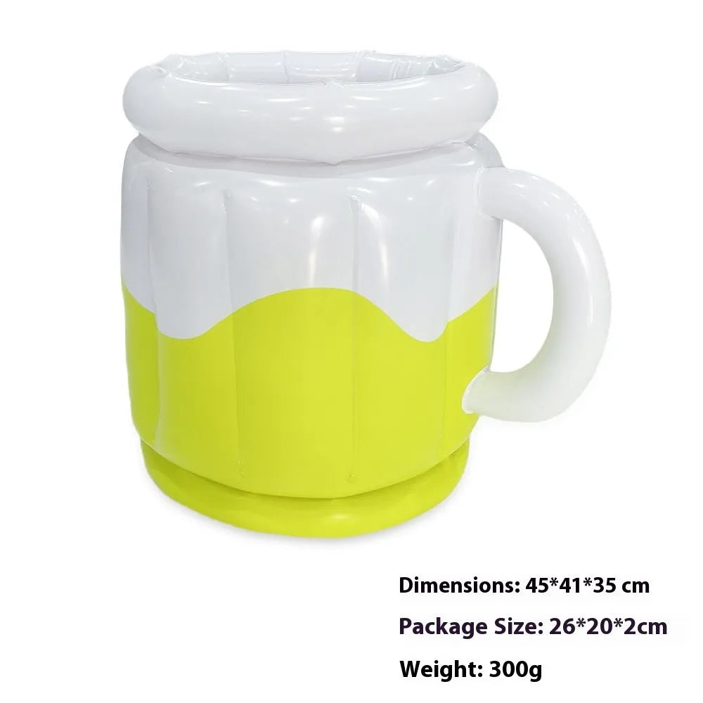 Bright yellow inflatable PVC ice bucket for portable drink cooling at parties and outdoors.