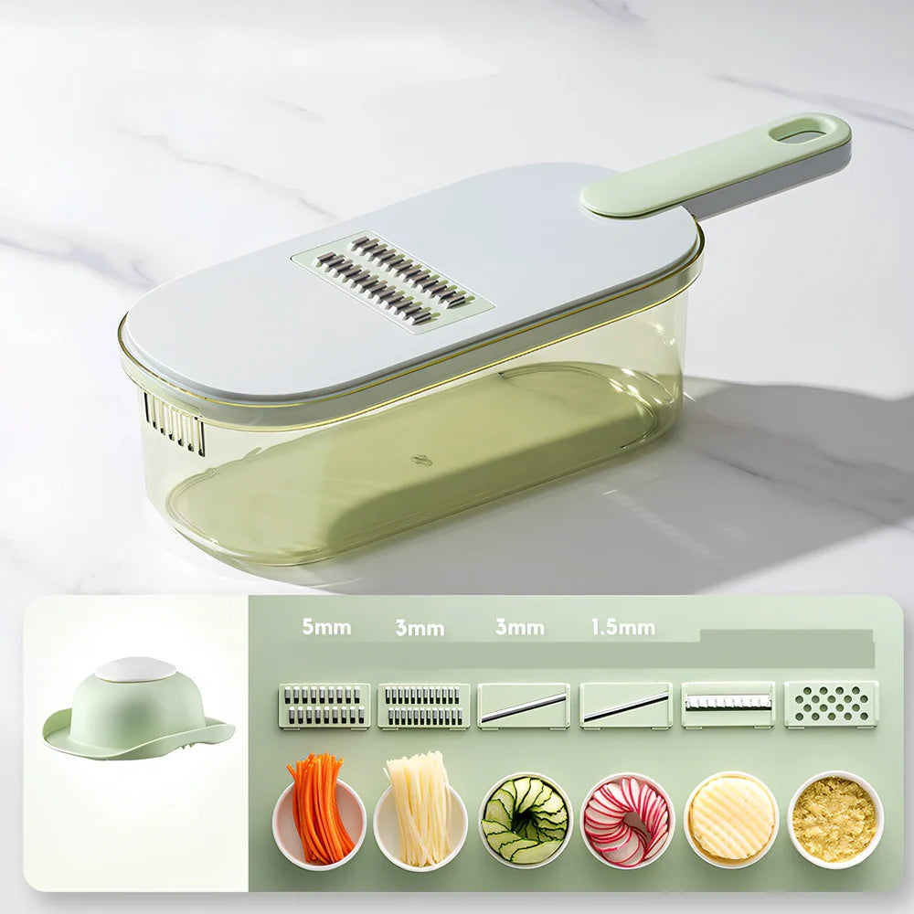 Shredded vegetable slicer with 304 stainless steel blades on 34.6cm PET cutting board