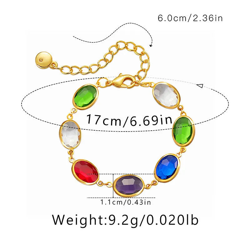 Geometric women's bracelet with glass inlay on 18K copper in blue, green or multicolour options