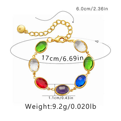 Geometric women's bracelet with glass inlay on 18K copper in blue, green or multicolour options