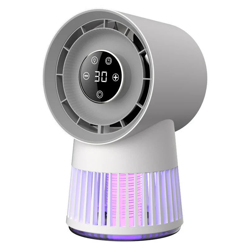 2-in-1 Mosquito Killing Mini Desk Fan with Powerful Suction, Rechargeable Battery, and 360-Degree Airflow