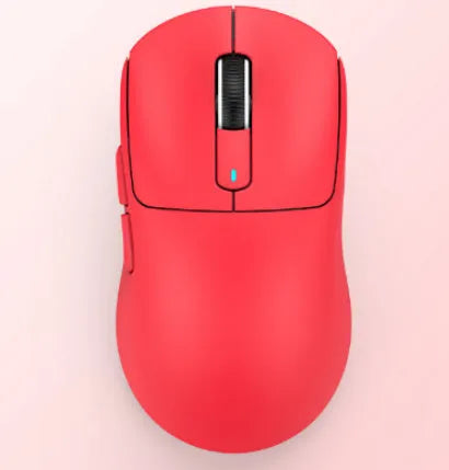 Wired wireless Bluetooth three-mode rechargeable mouse in black, white, lavender, red, or orange with antislip tape options
