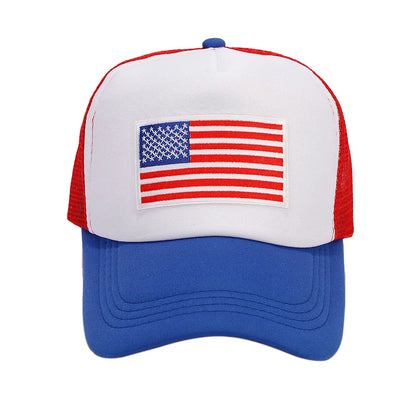 Red and blue colour option baseball cap with dome crown and adjustable strap.