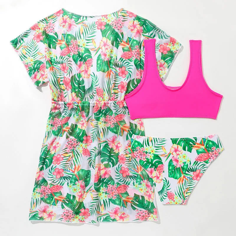 Girls' two-piece swimsuit with Korean floral patterns in picture colours, sizes 130cm to 160cm