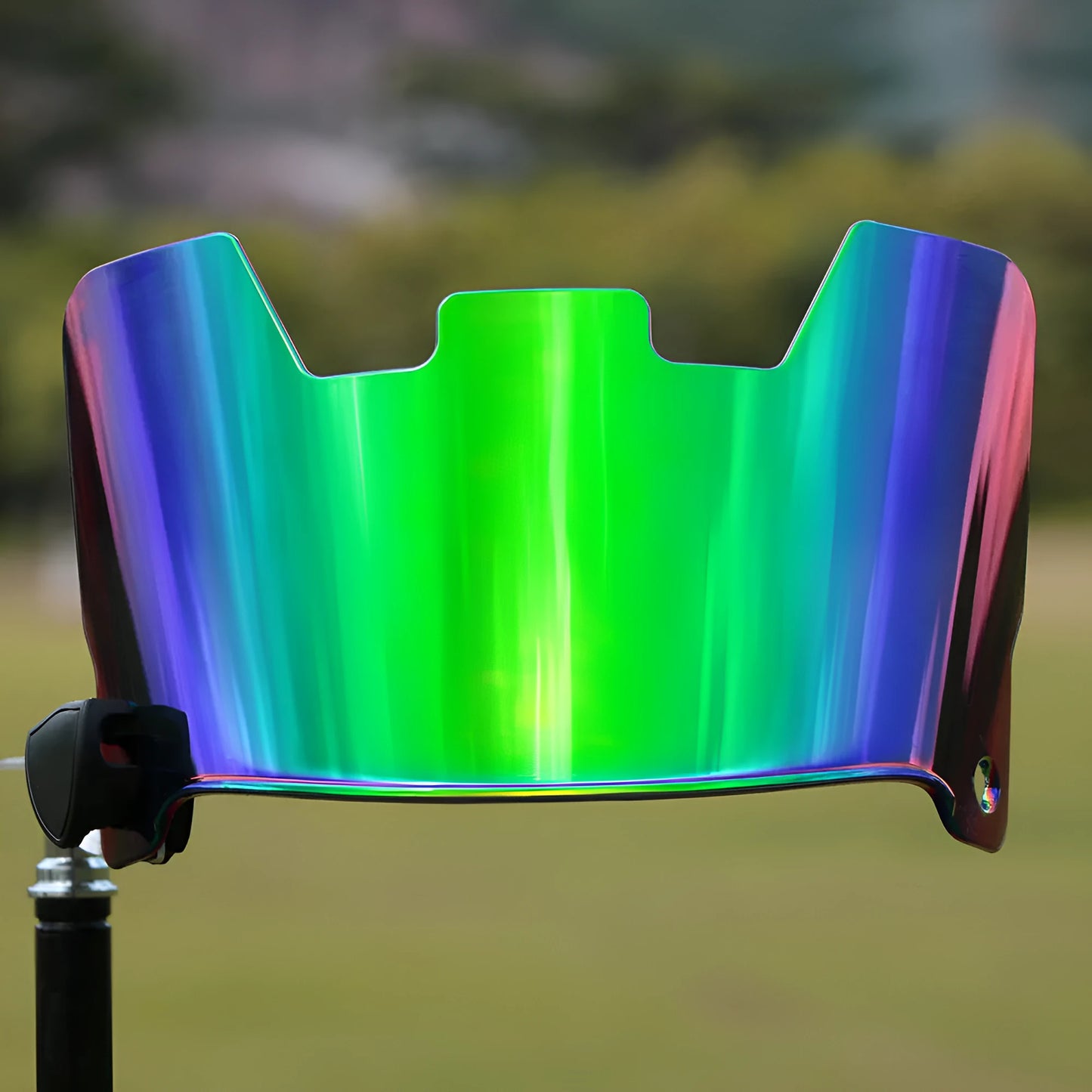 High-strength protective goggles designed for easy installation on an American style rugby helmet, shown in one of 24 available colours.