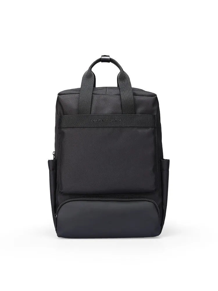 Elegant black Oxford cloth computer backpack with a 20-35 litre capacity.