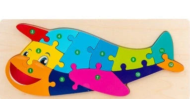 Children's wooden number animal puzzle featuring 18 vibrant designs for educational play