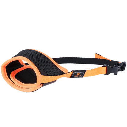 Comfortable cloth muzzle designed to prevent overeating in large Labrador dogs