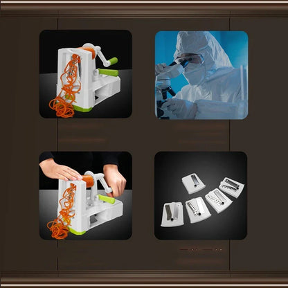 Versatile kitchen vegetable cutter with interchangeable stainless steel blades for effortless slicing, dicing, and shredding of produce