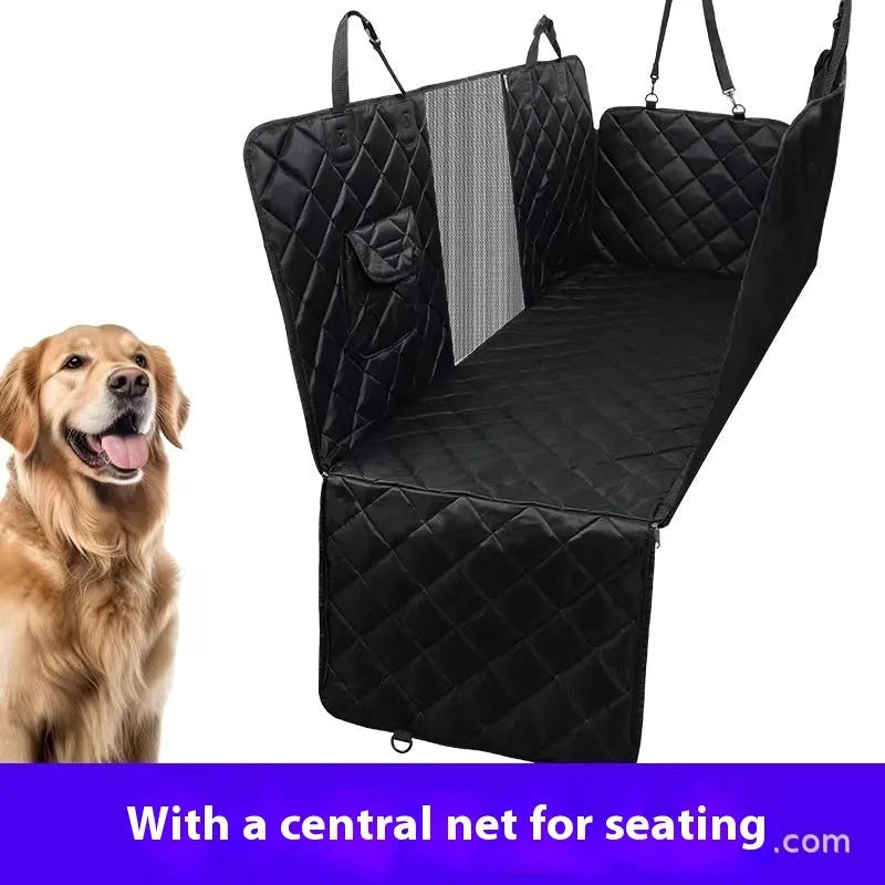 Cloth pet car cushion mat for dogs on vehicle seat in black or grey with optional mesh base