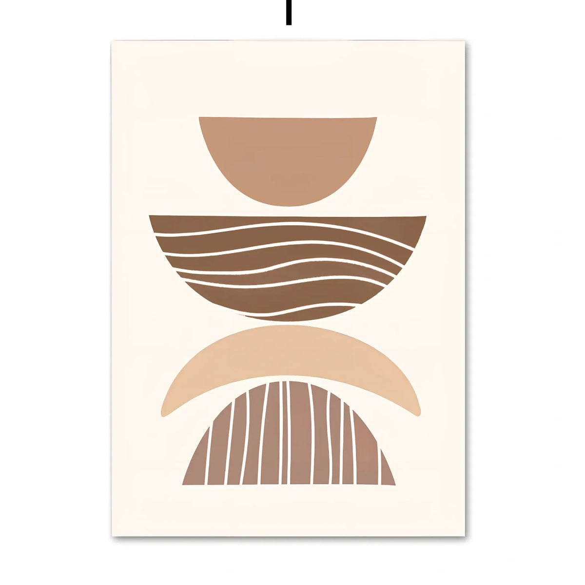 Line Leaves geometric abstract boho painting on canvas with frameless design showing precise dimensions