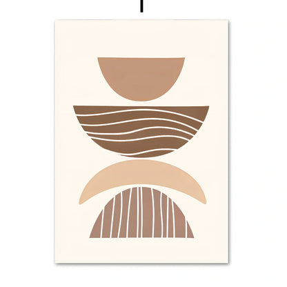 Line Leaves geometric abstract boho painting on canvas with frameless design showing precise dimensions