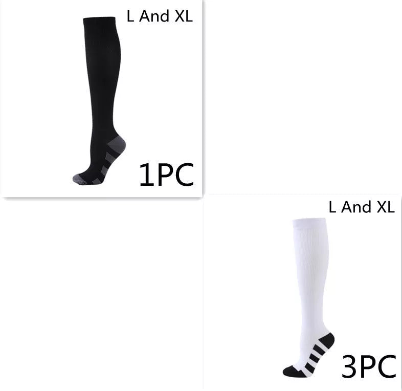 Athletic compression socks with three-bar design for men and women