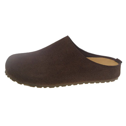 Korean style square-toe summer slippers in soft microfiber, slip-on design with PU sole