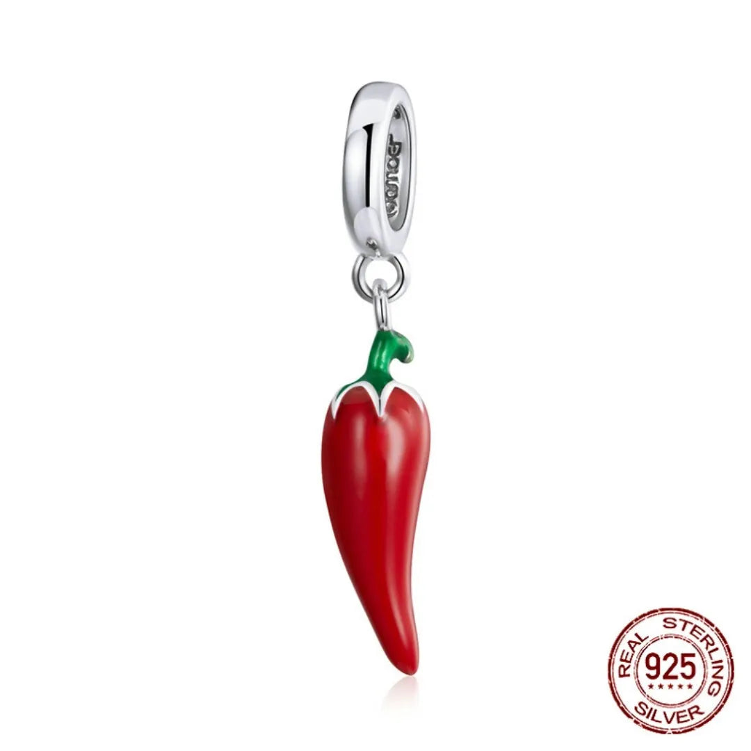 Leaf-shaped S925 sterling silver pendant with a Korean pepper style design and electroplated BSC461 finish.