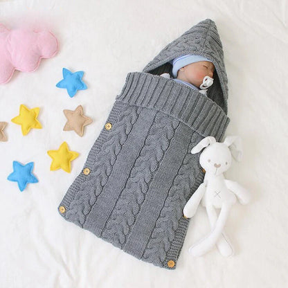 Newborn knit sleeping bag in various colors for autumn and winter, 70x35cm