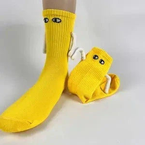 Stylish couple matching mid-tube socks in various colors for a fun and fashionable look.