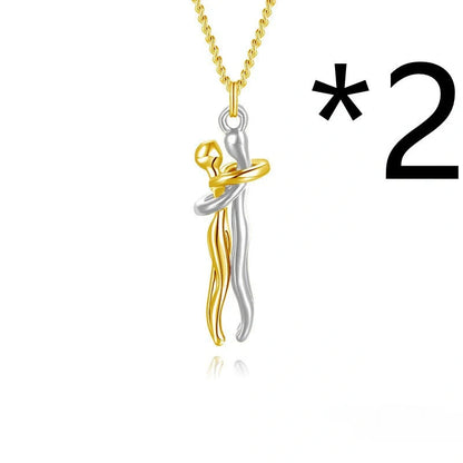 Affectionate Hug Necklace for couples with snake bone chain in brass