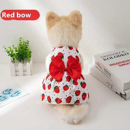 Ultra-thin polyester pet dress with floral butterfly bow decoration for dogs and cats