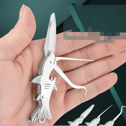 304 stainless steel toothpick knife with non-slip grip showing 12cm length and integrated toothpick function