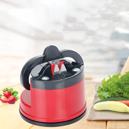 Small suction cup knife sharpener, ABS blade, 65 x 65mm, shown in red yellow green blue orange black white gold silver