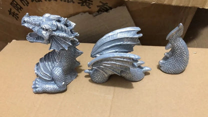 Large dragon Gothic garden statue with charcoal grey finish measuring 20x18x5cm