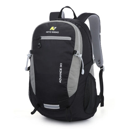 30L nylon outdoor backpack with air pillow straps shown in dark green colour for hiking and travel