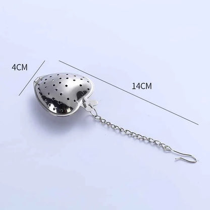 Premium stainless steel tea infuser with heart-shaped design, suitable for brewing loose-leaf teas, herbs, and spices