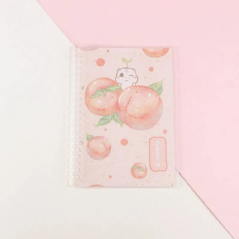 Hard cover A5 and B5 notebook with animal painting designs like whales and fruit, showing coil binding.
