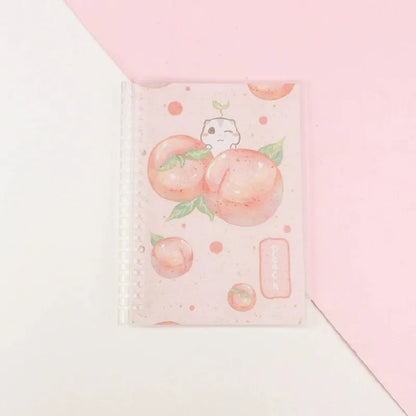 Hard cover A5 and B5 notebook with animal painting designs like whales and fruit, showing coil binding.
