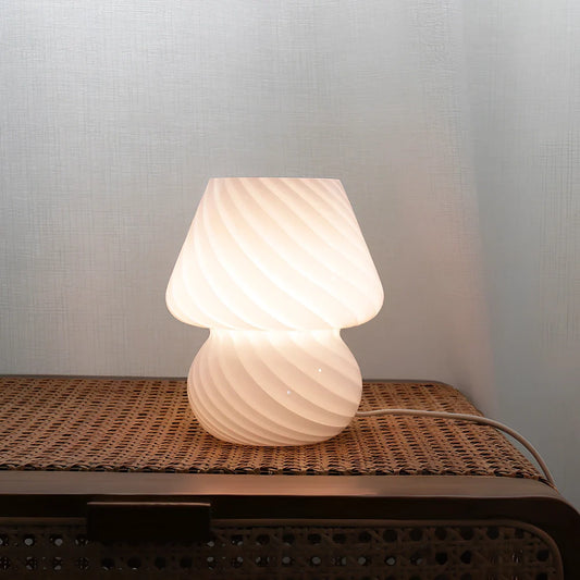 19cm tall glass table lamp with push-button switch and USB port in selected colour option