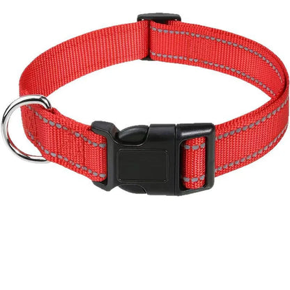 Adjustable nylon dog collar with chest strap in multiple colour options for secure walking