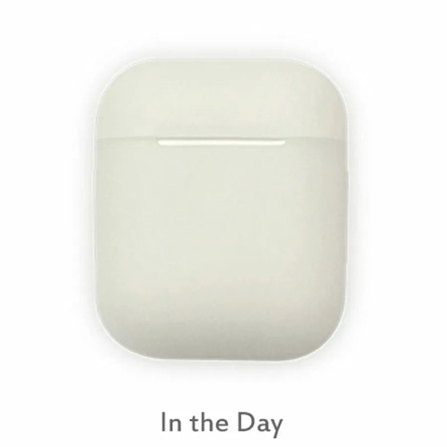 Luminous silicone flip-type storage case for AirPods, glowing in dark with protective cover