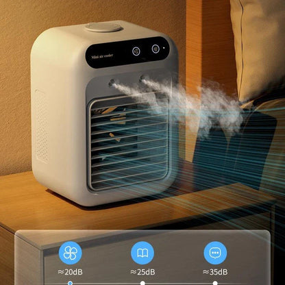 Portable air conditioner with water cooling and humidifying capabilities, ideal for indoor climate control in home, office, or car