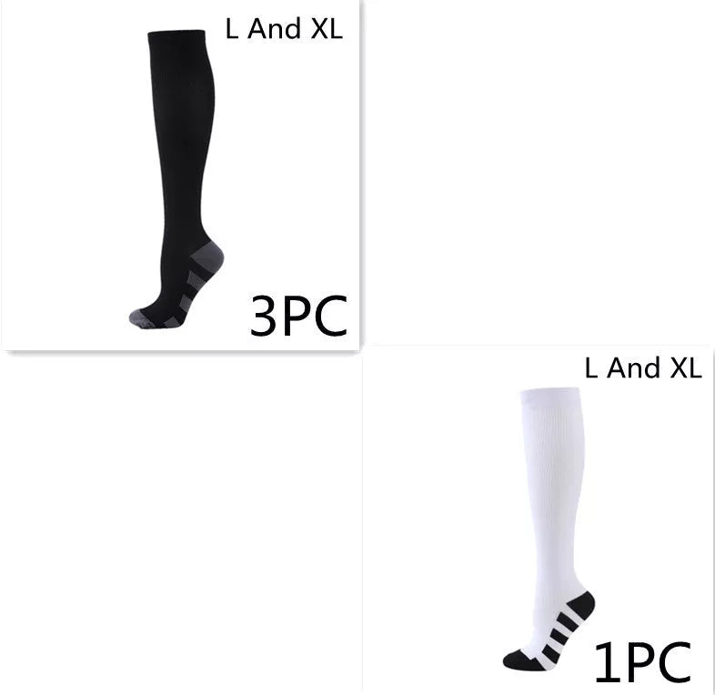Athletic compression socks with three-bar design for men and women