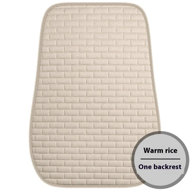 Linen car seat cushion three-piece protective pad with ventilation and sponge filler in black, black and red, grey, brown, or beige