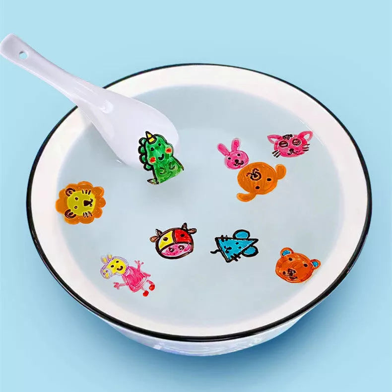 Children's Magic Water Floating Pen set with 12 vibrant, erasable colors in a durable PVC box