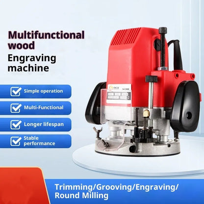 2200W handheld electric engraving machine with 12.7mm hole diameter and 15 milling cutters for wood carving and trimming.